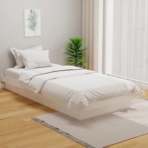 vidaXL Cadru de pat single, alb, 90x190 cm, lemn masiv imagine
