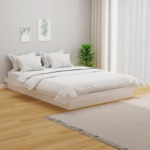 vidaXL Cadru de pat, alb, 120x200 cm, lemn masiv de pin imagine