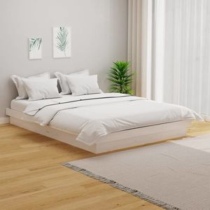 vidaXL Cadru de pat, alb, 140x200 cm, lemn masiv imagine