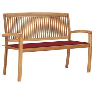 vidaXL Bancă de grădină stivuibilă cu pernă, 128, 5 cm, lemn masiv tec imagine