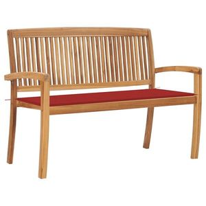 vidaXL Bancă de grădină stivuibilă cu pernă, 128, 5 cm, lemn masiv tec imagine