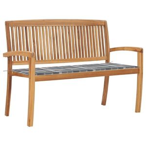 vidaXL Bancă de grădină stivuibilă cu pernă, 128, 5 cm, lemn masiv tec imagine