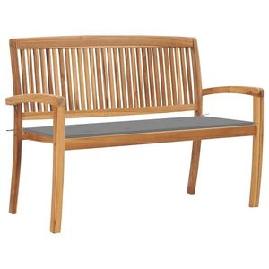 vidaXL Bancă de grădină stivuibilă cu pernă, 128, 5 cm, lemn masiv tec imagine