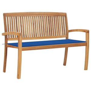 vidaXL Bancă de grădină stivuibilă cu pernă, 128, 5 cm, lemn masiv tec imagine
