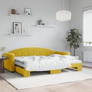 vidaXL Pat de zi cu extensie, galben, 80x200 cm, catifea imagine