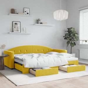 vidaXL Pat de zi cu extensie și sertare, galben, 80x200 cm, catifea imagine