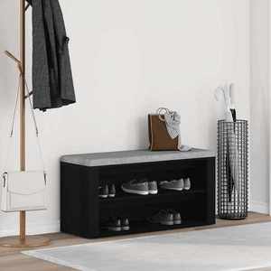 vidaXL Bancă pentru pantofi, stejar negru, 100x35x45 cm, lemn stratificat imagine