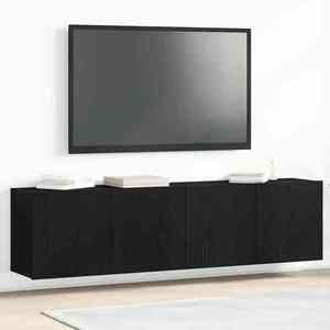 vidaXL Mobilier TV 2 buc., stejar negru, 160x30x41 cm, lemn stratificat imagine