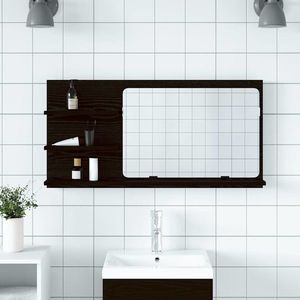 vidaXL Dulap cu oglindă pentru baie, stejar negru, 90x11x45 cm, lemn stratificat imagine