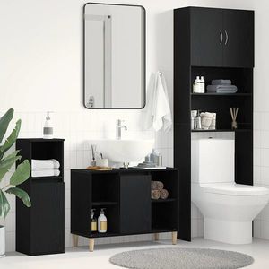 vidaXL Dulap chiuvetă, stejar negru, 80x33x60 cm, lemn stratificat imagine
