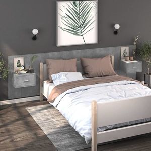 vidaXL Noptiere de perete, 2 buc., gri beton imagine