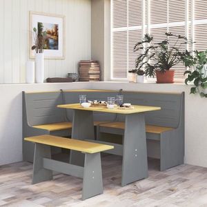 vidaXL Set mobilier bucătărie „REINE”, 3piese, maro miere&gri lemn pin imagine