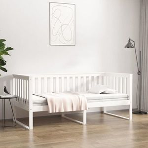 vidaXL Pat de zi fără saltea alb 100x200 cm lemn masiv de pin imagine
