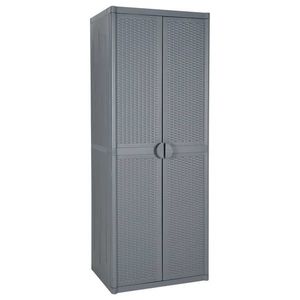 vidaXL Dulap de depozitare pentru grădină, gri, 65x45x172 cm, PP ratan imagine