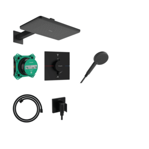 Sistem de dus incastrat Hansgrohe Raindance Alive Q Design 210x340 cu baterie termostatata negru mat imagine