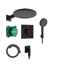 Sistem de dus incastrat Hansgrohe Raindance Alive S Design 300 cu baterie termostatata negru mat imagine