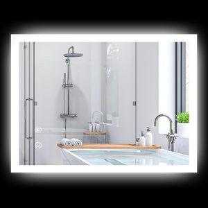 Kleankin Oglindă de Baie cu Iluminare LED 800x600mm, Tactilă, Anti-Ceță, Montare Orizontală/Verticală | Aosom Romania imagine