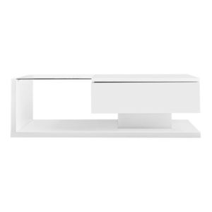 Măsuță de Cafea Modernă cu Raft din Sticlă și Efecte LED, 105x55x32, 5 cm, Alb imagine