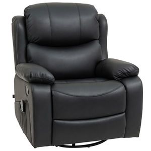 HOMCOM Fotoliu Relaxant cu Masaj și Înclinare Reglabilă, Fotoliu Electric Rotativ la 360° cu Telecomandă, 97x92x104 cm, Negru imagine