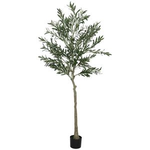 HOMCOM Măslin Artificial Înalt de 180 cm cu 900 Frunze, 40 Măsline și Ghiveci | Aosom Romania imagine
