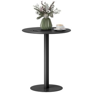 HOMCOM Masă de Dining Rotundă și Modernă pentru 2 Persoane din Oțel, Neagră | Aosom Romania imagine