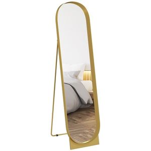 HOMCOM Oglindă de Podea Autoportantă din Metal 40x150 cm Auriu | Aosom Romania imagine
