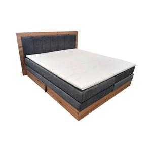 Pat cu somieră cu arcuri cu saltele și toper cu spațiu de depozitare JASMINE 180x200 cm gri imagine