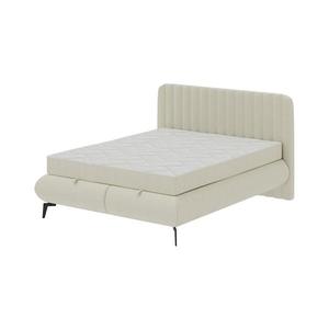 Pat tapițat cu saltele și toper cu spațiu de depozitare ALEXA 160x200 cm bej imagine