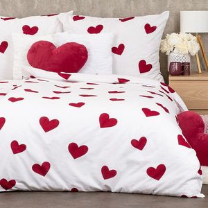 Lenjerie de pat din bumbac 4Home Red Hearts , 220x 200 cm, 2 bucăți 70 x 90 cm, 220 x 200 cm, 2 buc. 70 x 90 cm imagine