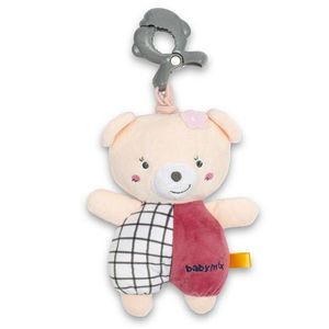 Baby Mix Jucărie de pluș pentru copii cu mecanismde redare și clip Ursuleț roz, 24 cm imagine