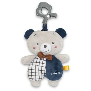 Baby Mix Jucărie de pluș pentru copii cu mecanismmuzical și clemă Ursuleț albastru, 24 cm imagine