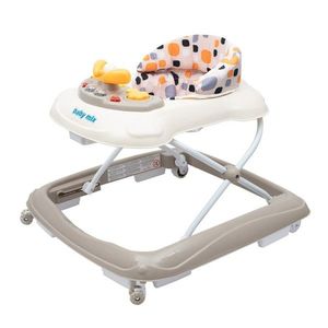 Baby Mix Walker pentru copii cu volan și roți din silicon, bej, 50 x 44 x 50 cm imagine