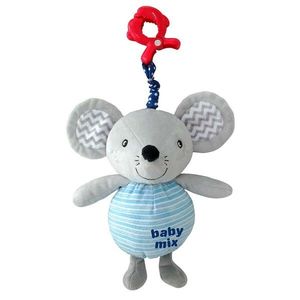 Baby Mix Jucărie de pluș pentru copii cu mecanismmuzical și clemă Șoricel, 24 cm imagine
