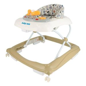 Baby Mix Walker pentru copii cu volan și roți dinsilicon maro deschis, 50 x 44 x 50 cm imagine
