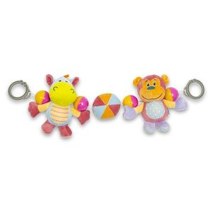Baby Mix Jucărie de pluș pentru cărucior, hipopotam și maimuță, 28 cm imagine