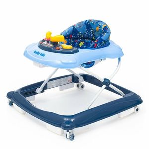 Baby Mix Walker pentru copii cu volan și roți dinsilicon, albastru închis, 50 x 44 x 50 cm imagine