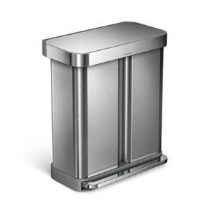 Simplehuman Coș de gunoi cu pedală pentru sortareadeșeurilor, 58 l, oțel periat, FPP, argintiu imagine