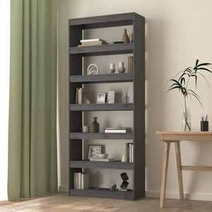 vidaXL Bibliotecă/Separator cameră, gri, 80x30x199, 5 cm lemn masiv pin imagine