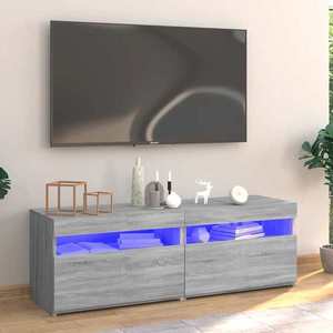vidaXL Comodă TV cu lumini LED, gri sonoma, 120x35x40 cm imagine