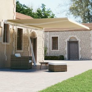 vidaXL Copertină autonomă retractabilă manual, crem, 450x300 cm imagine