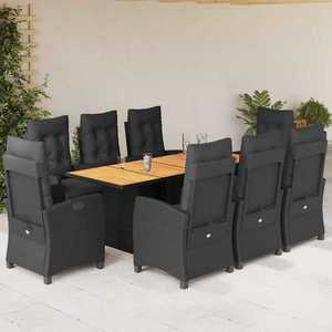vidaXL Set de mobilier pentru grădină, 9 piese, negru imagine