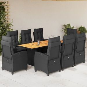 vidaXL Set mobilier de grădină, negru, 9 piese imagine