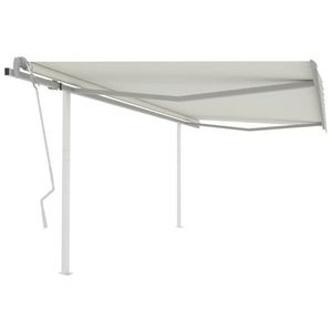 vidaXL Copertină retractabilă manual, cu stâlpi, crem, 4, 5x3 m imagine