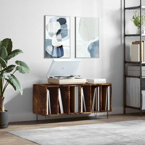 vidaXL Dulap pentru discuri stejar fumuriu 100x38x48 cm lemn compozit imagine