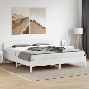 vidaXL Cadru de pat cu tăblie fără saltea, alb, 180x200 cm imagine