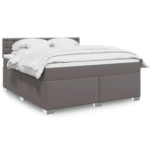 vidaXL Pat cu saltea, gri, 180x200 cm, piele ecologică imagine