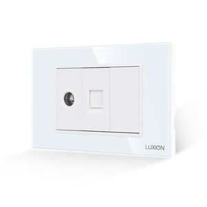 Priza TV + Internet cu Rama din Sticla LUXION, Standard Italian, 3M imagine