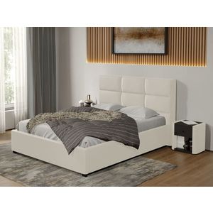 Pat tapitat Cico fix 170 x 114 C1 din piele/stofa Alb - Nube 1 180x200 imagine
