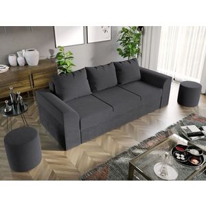 Canapea Extensibila Cali Catifea / Reiat Gri Inchis imagine
