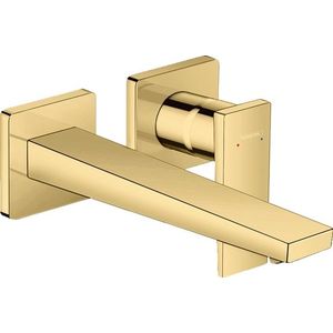 Baterie lavoar Hansgrohe Metropol de perete pipa 225mm fara ventil necesita corp incastrat gold optic lustruit imagine